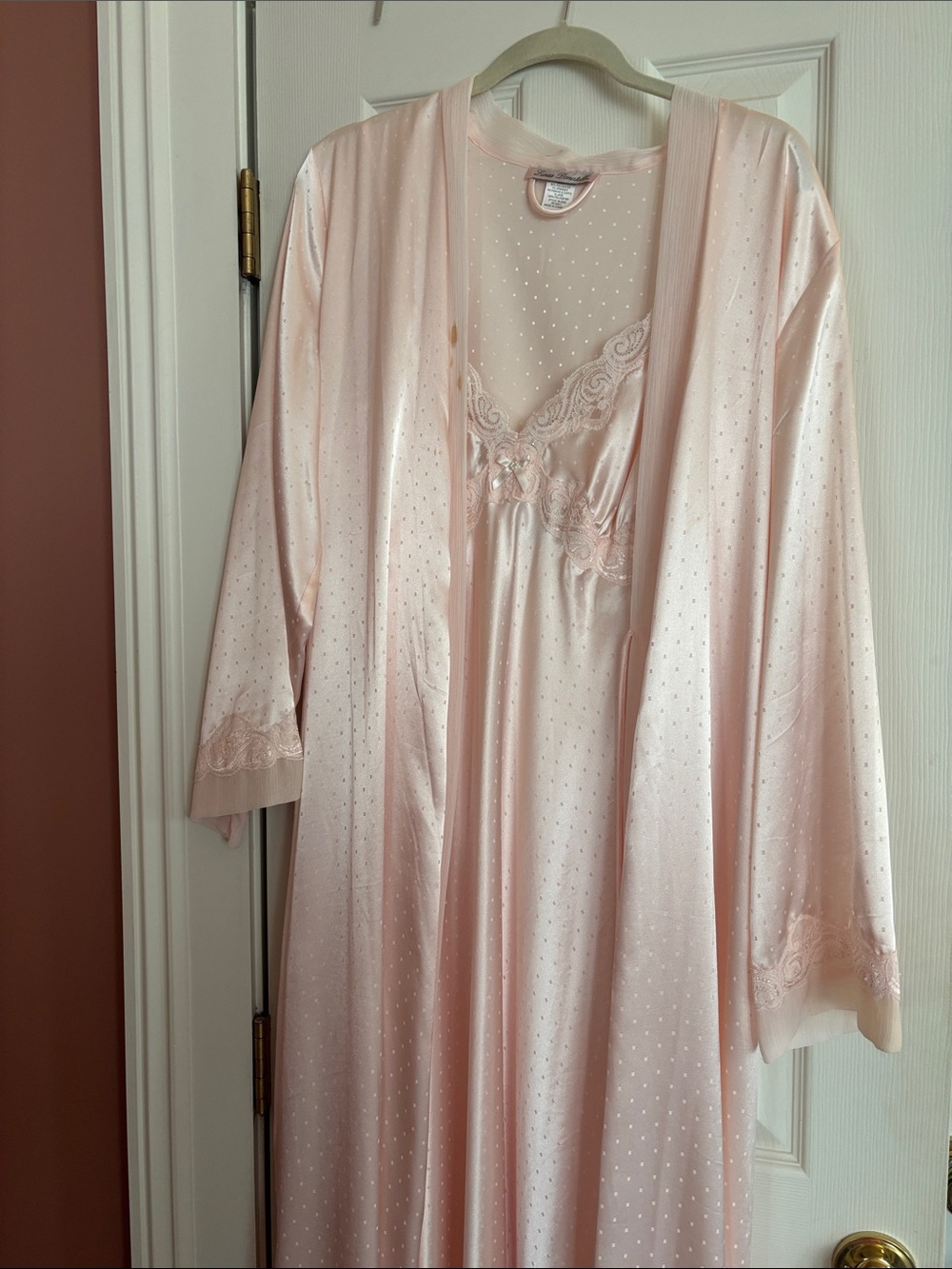 Linea Donatella Pale Blush Satin Robe and Nightgown Set